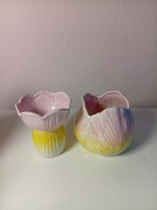 Vaas tulpenkop roze/geel