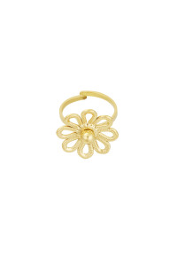 Stainless Steel Ring Chrysant - zilver- of goudkleurig