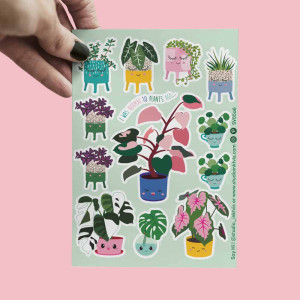 Stickervel planten met Pink Princess, Monstera en Pilea