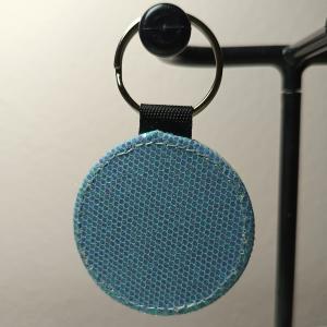 Gepersonaliseerde Fotosleutelhanger Rond Blauw Glitter | Eigen Foto