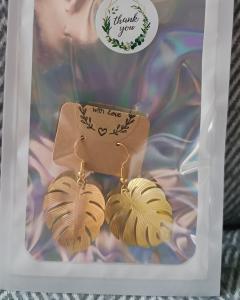 Oorbel Monstera blad groot