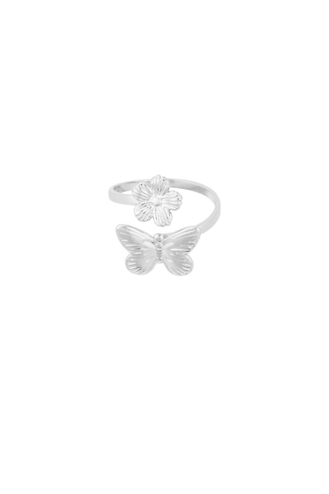 Stainless Steel Ring Daisy Vlinder
