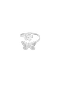Stainless Steel Ring Daisy Vlinder